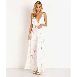 Capulet Anthropologie Floral Wrap Maxi Dress‎ Ivory Petite Large D303-FT-MP